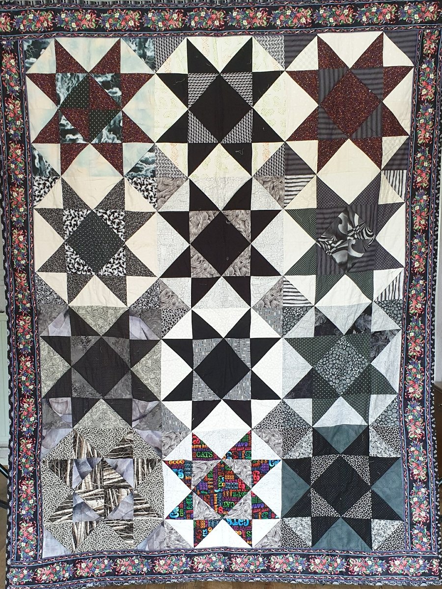 Single patch work  Bed Quilt made by hand