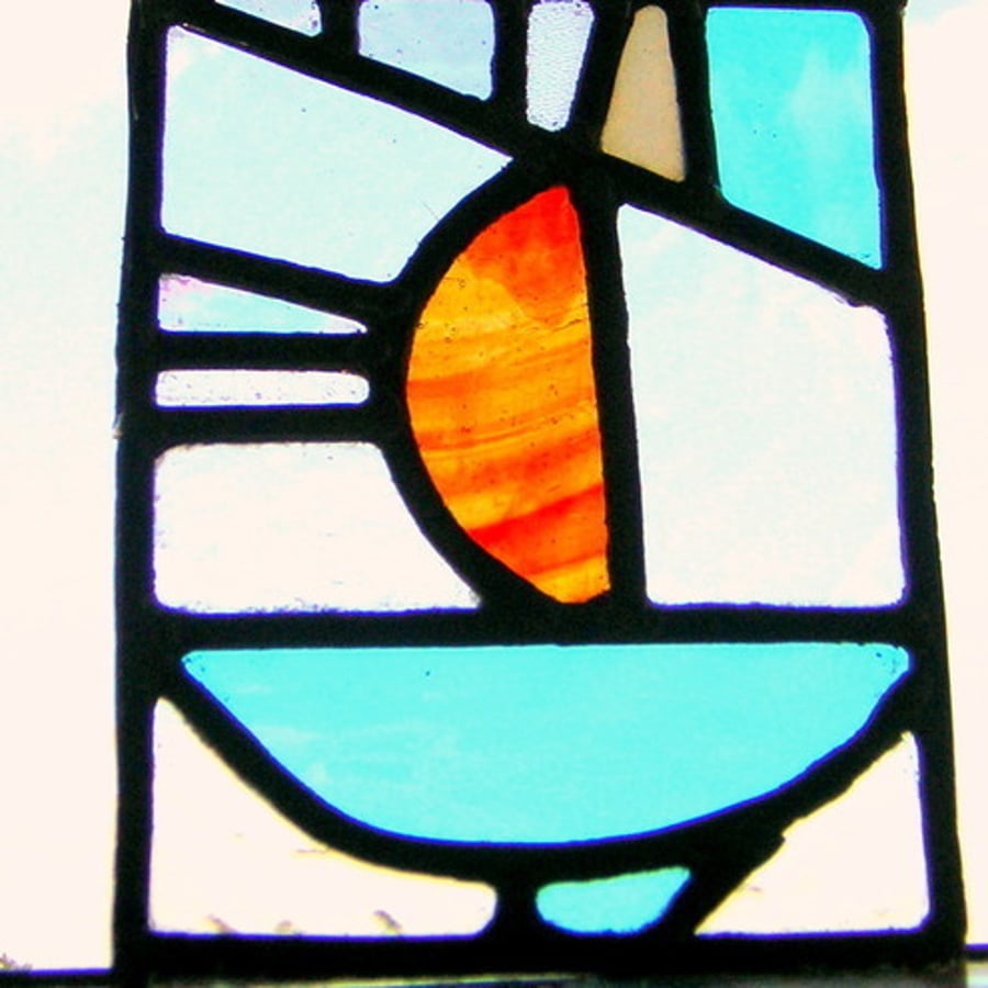 Sail Boat Stained Glass Panel