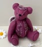 Angel teddy bear, hand sewn embroidered adult collectable keepsake memory bear