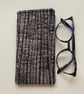 Black Grey And Silver Bark Effect Fabric Quilted Glasses Case