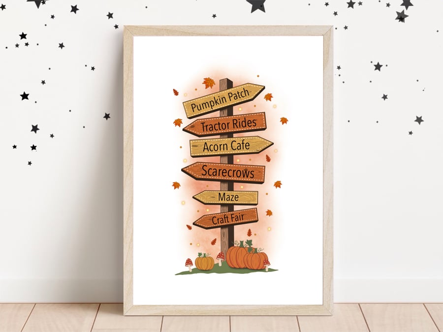 Pumpkin Patch Wall Art Print, Autumn Home Decor.