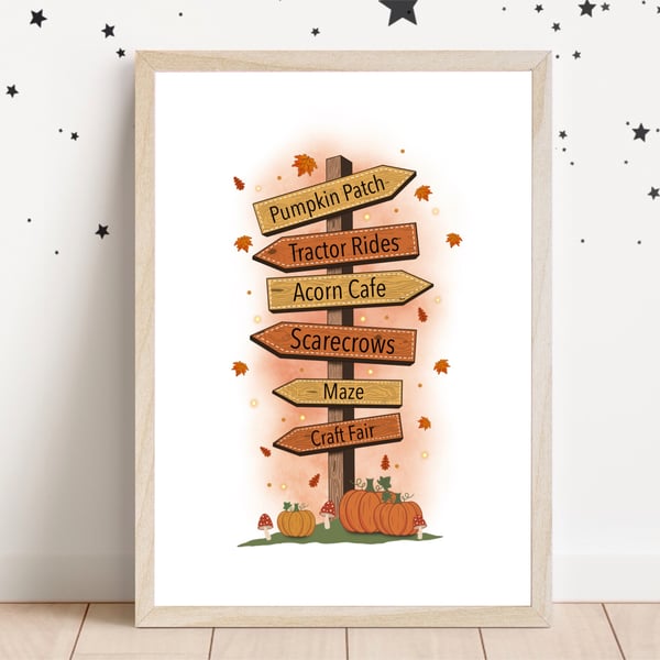 Pumpkin Patch Wall Art Print, Autumn Home Decor.