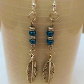 Rochelle Bead Leaf Charm Earrings