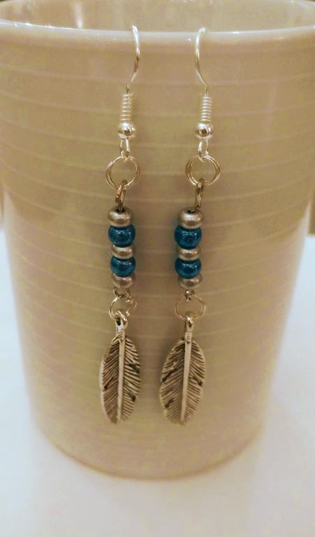 Rochelle Bead Leaf Charm Earrings