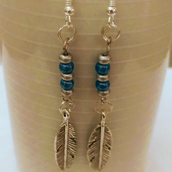 Rochelle Bead Leaf Charm Earrings