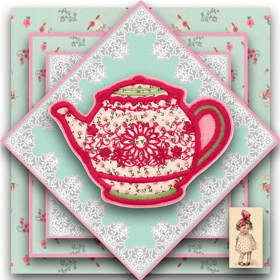 Sale Item - Appliquéd and Embroidered Teapot 