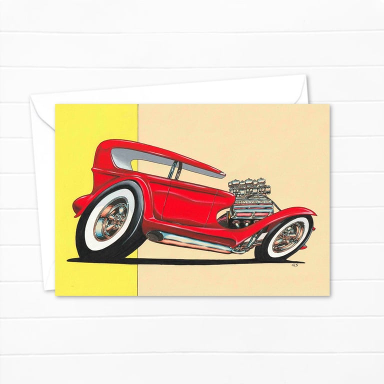Custom Car Greeting Card: Hand Drawn Illustration for a Car Lover (403)
