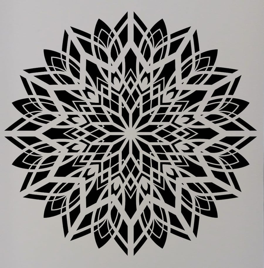 Pointed petal Mandala stencil dot art