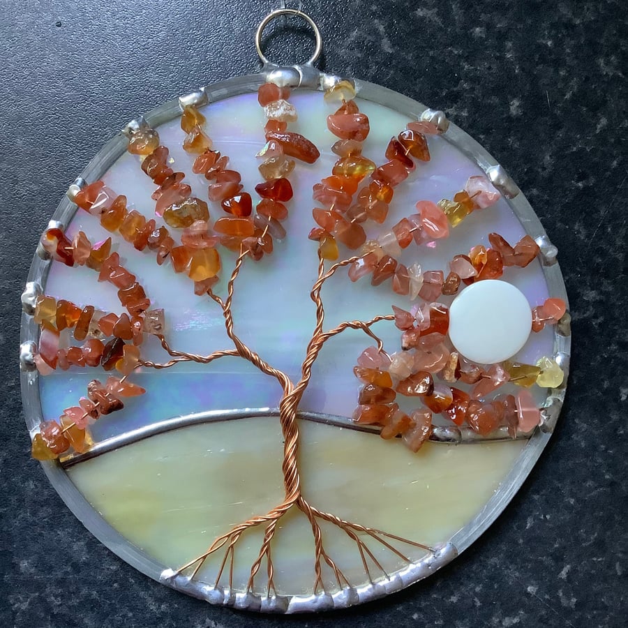 Carnelian tree of life suncatcher