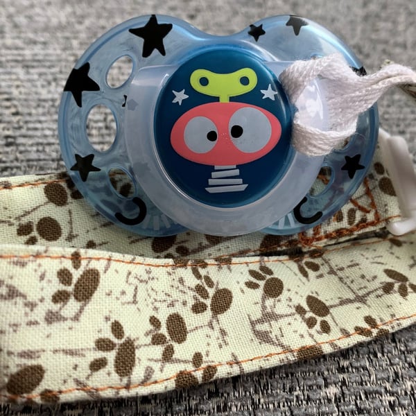 Paw prints 100% Cotton Pacifier Clip