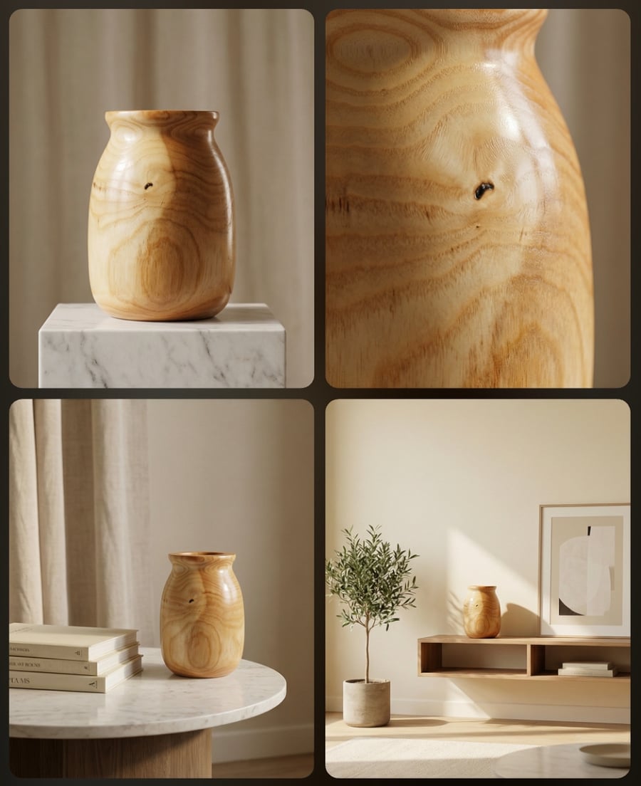 Beautiful ash wood vase