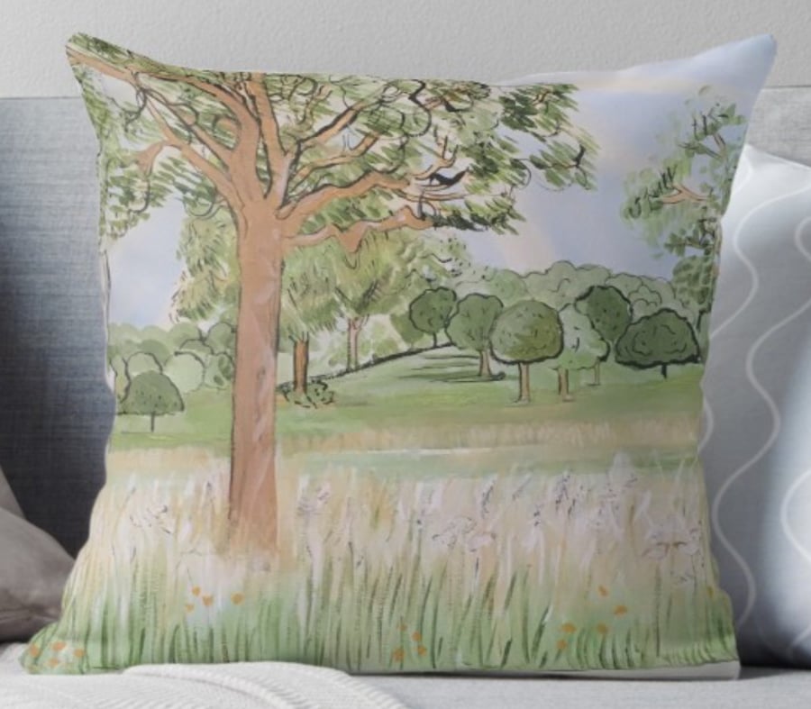 Throw Cushion Featuring The Painting ‘In Pursuit Of The Pastoral’