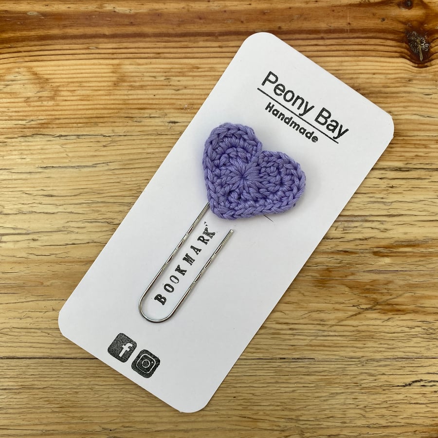 Lilac heart bookmark 