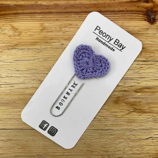 Lilac heart bookmark 