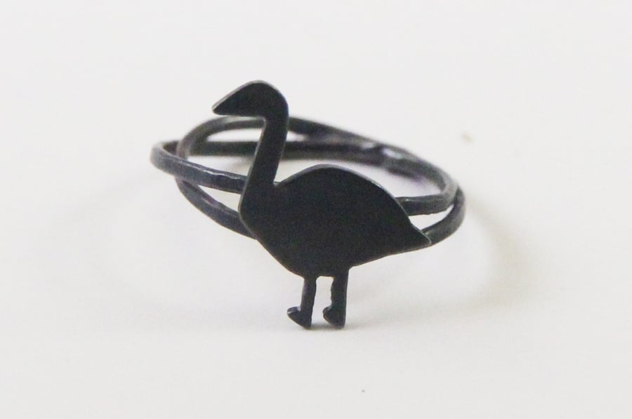 Greylag Goose Oxidised Silver Ring 
