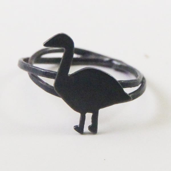 Greylag Goose Oxidised Silver Ring 