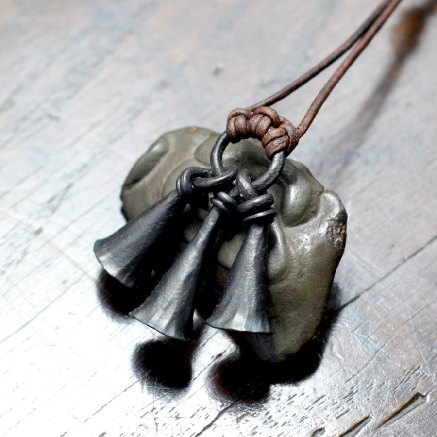 Forged Iron Triple Bell Pendant
