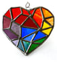 Geometric Patchwork Rainbow Heart Suncatcher Stained Glass Handmade 007