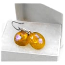 Handmade Fused Dichroic 130 Glass Earrings Golden Paws