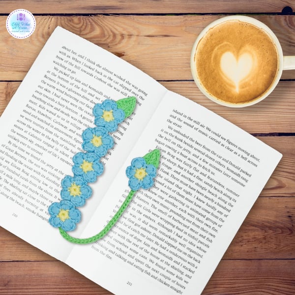 Forget me not crochet bookmark. Forget-me-not bookmark. Flower bookmark.