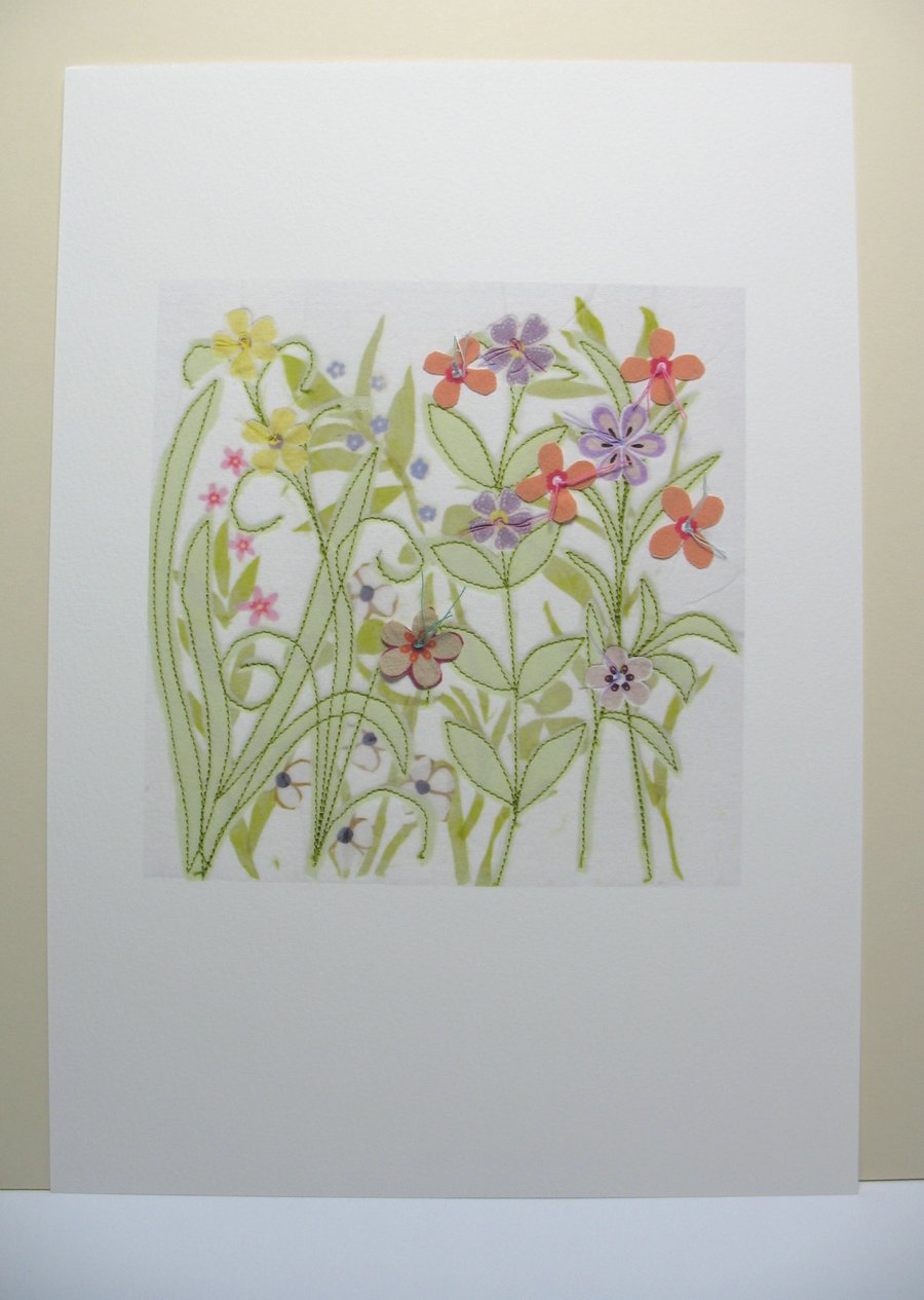 Flower Garden hand embellished Print
