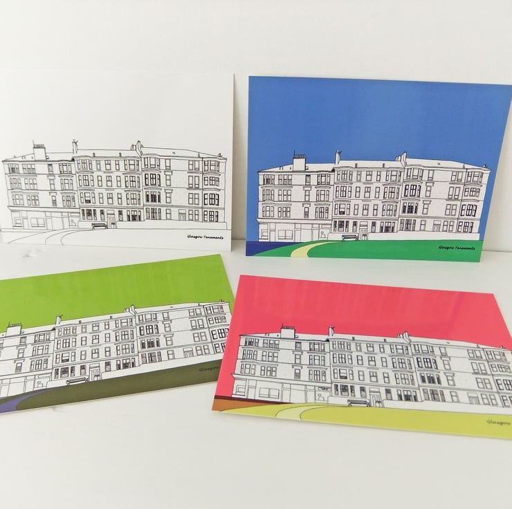 Postcards of Glasgow Tenements, Scotland set Folksy