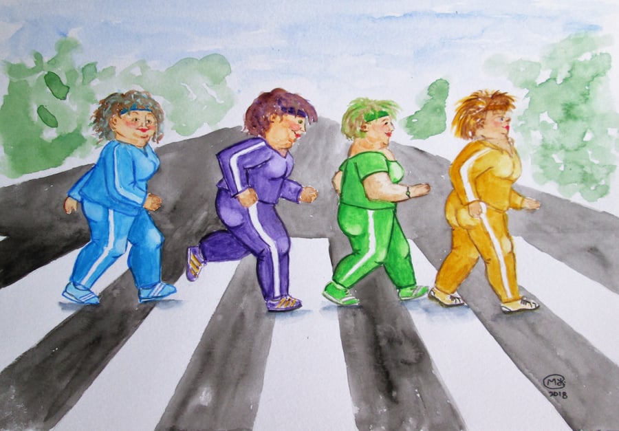 Abbey Road Crossing. Fit ladies painting