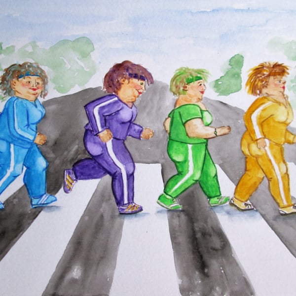 Abbey Road Crossing. Fit ladies painting