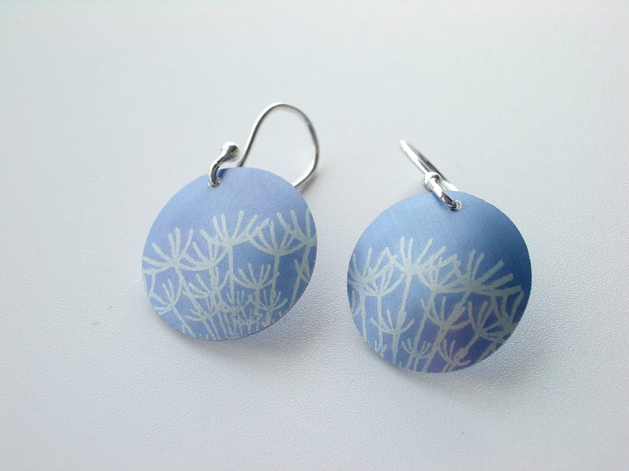 Blue dandelion seed earrings