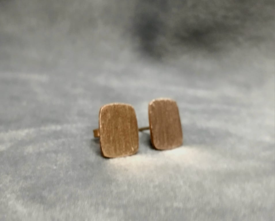 Minimalist Brushed Brass Square Stud Earrings