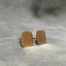 Minimalist Brushed Brass Square Stud Earrings