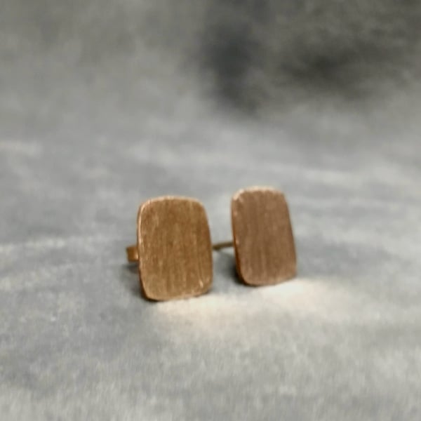 Minimalist Brushed Brass Square Stud Earrings
