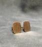 Minimalist Brushed Brass Square Stud Earrings