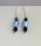 Lampwork turquoise dichroic & black glass drop earrings - Image 3