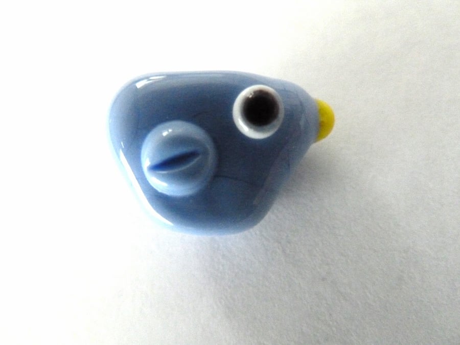 handmade lampwork glass blue bird bead