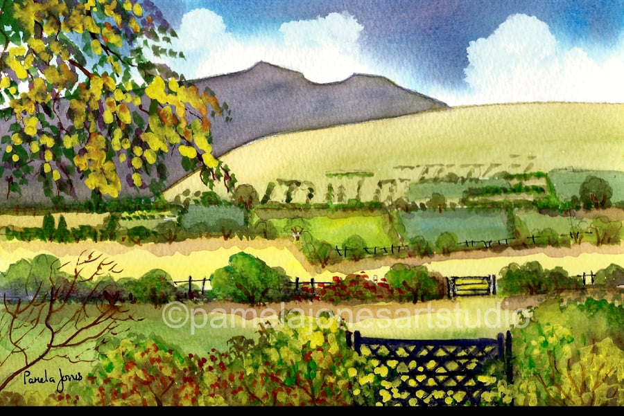 Brecon Beacons, South Wales, Original Watercolour, Landscape, in 14 x 11'' Mount
