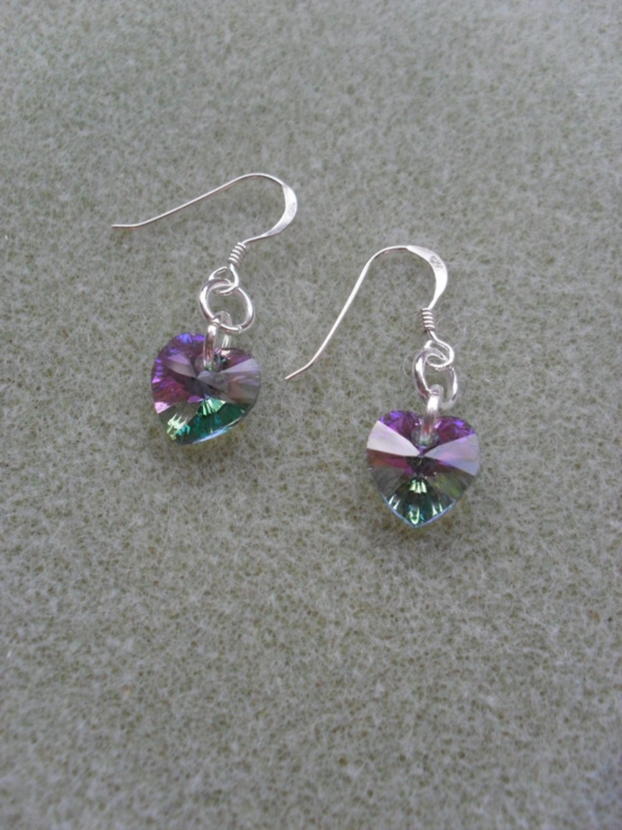 Swarovski Elements Lilac and Green Crystal Earrings 