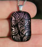 Fairy Wing Dichroic Glass Pendant: Rose Gold Fused Glass Necklace F47 - Image 2