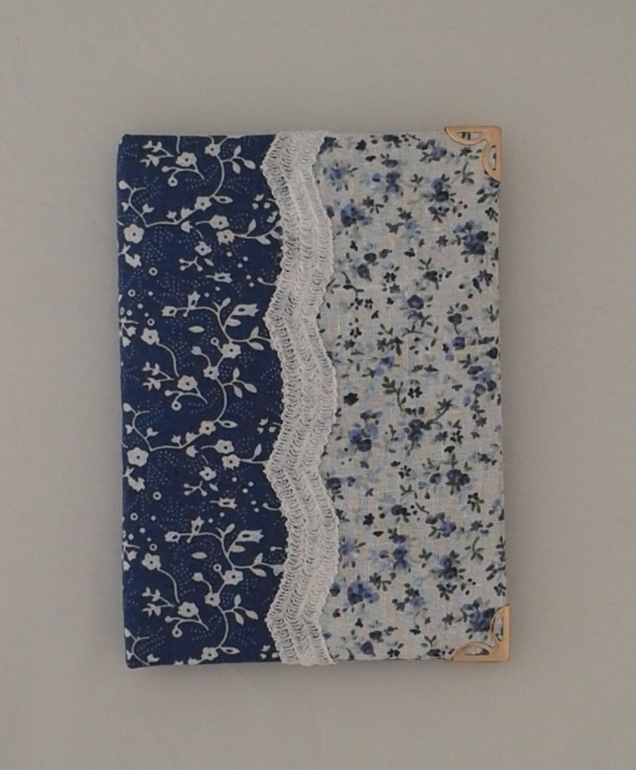 Padded, fabric covered A6 notebook (blue)