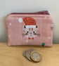 Christmas Cat Print Quilted Fabric Mini Purse - Image 1