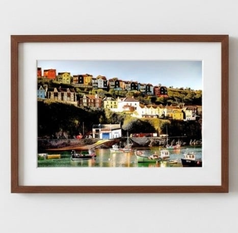 Mevagissey Print, Boats and Colourful Houses, Mevagissey Picture, Cornwall 