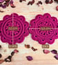 Daisy Crochet Coasters - Set Of 2 Handmade Coasters In Currant - Plum - Image 4