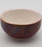 Stoneware Japanese inspired tea bowl, red with blue accents. - Image 1
