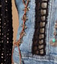 Custom XS Zara Recycled Denim Jacket: Obsidian Crochet Sleeves  - Image 5