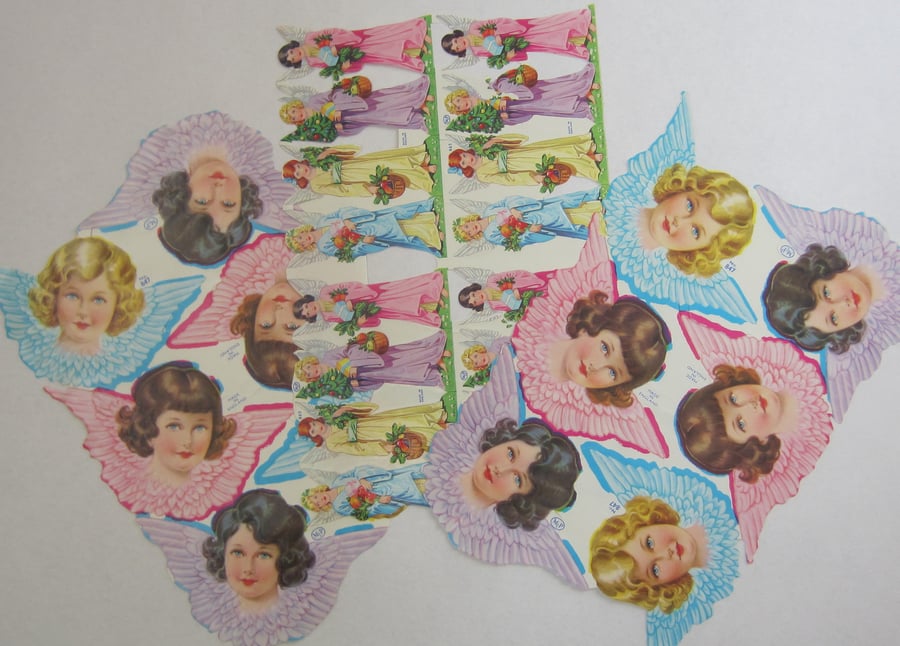 3 Sheets of Vintage Christmas Angel Scraps