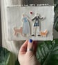 Custom Couple & 2x Pet Portrait - Handmade A6 Illustration