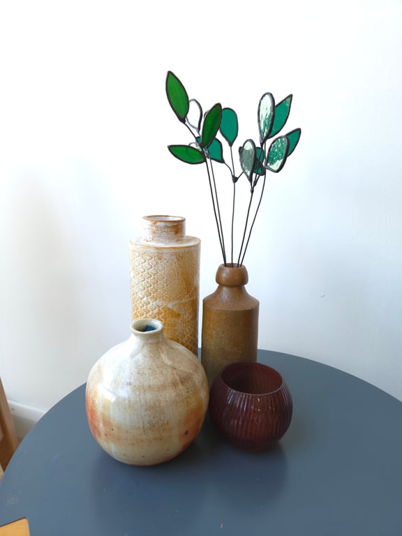 Stained Glass Leaf Stem beautiful handcrafted gift for the home