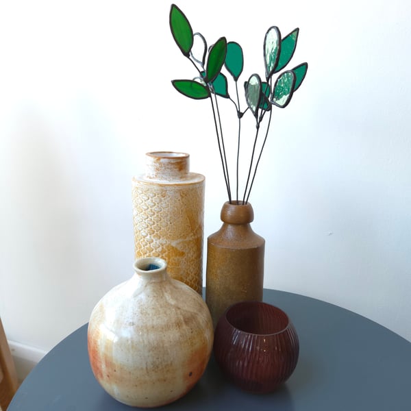 Stained Glass Leaf Stem beautiful handcrafted gift for the home