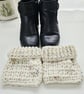 Cream Fleck Boot Cuffs, Nougat Ankle Warmers - Image 6