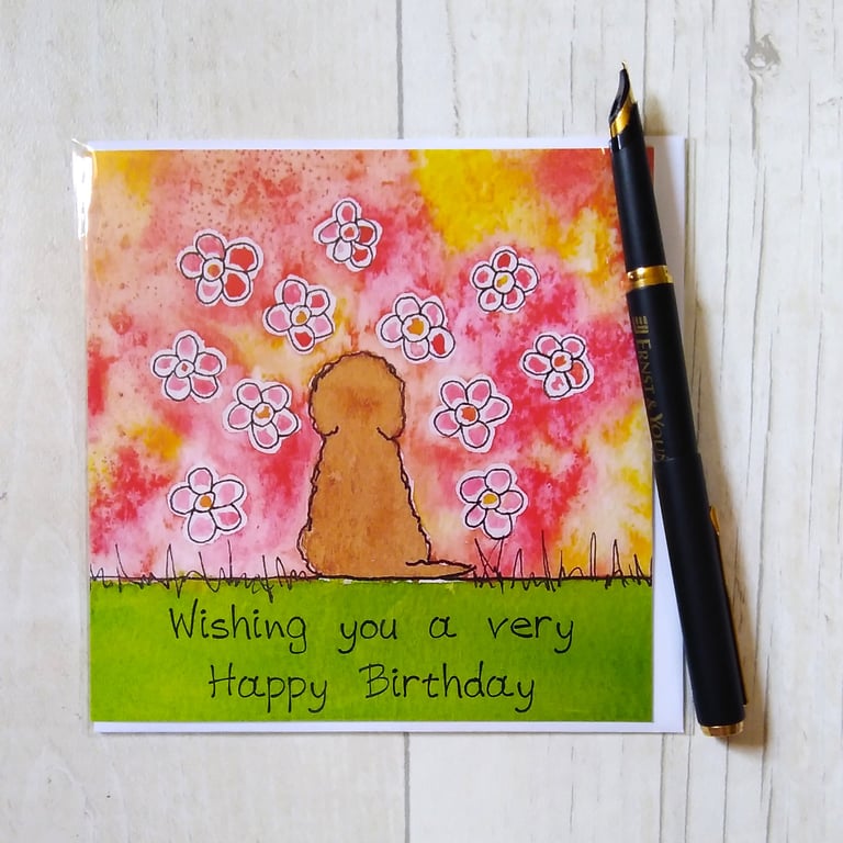 Cockapoo card (printed card).Birthday card. Cockapoo birthday card.